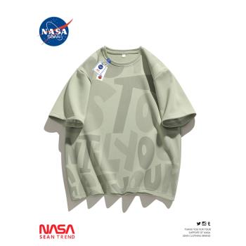 NASA聯名字母印花短袖T恤男夏季潮牌ins情侶寬松圓領大碼半袖上衣