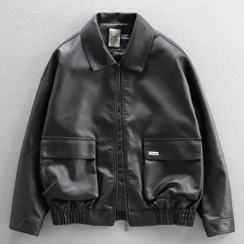 港風潮男款機車服飛行員炸街皮衣