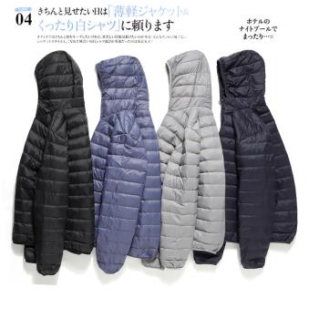 90國標白鴨絨！冬季男士外貿連帽拉鏈輕薄蓬鬆保暖羽絨服外套