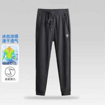 一線撤標撤櫃2024年夏季男新款速乾透氣冰絲薄款運動休閑長褲