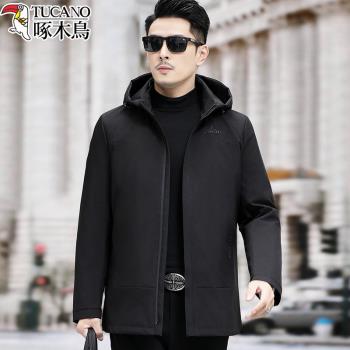 啄木鳥男士防風棉衣外套中老年爸爸秋冬裝新款加厚保暖派克服棉襖