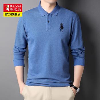 啄木鳥上衣服休閑POLO衫長袖T恤