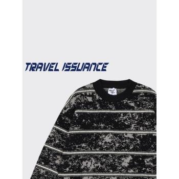 TRAVEL ISSUANCE 你的需求 設計感日系潮流條紋個性寬松圓領毛衣