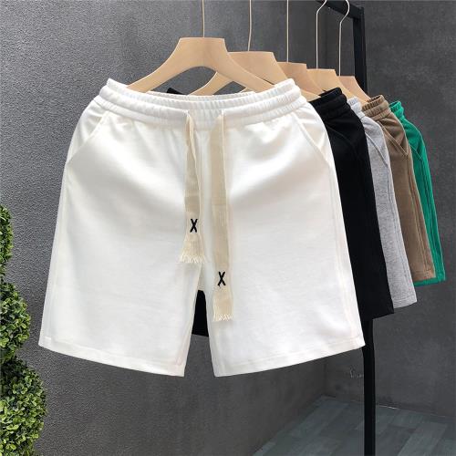 簡約百搭純色短褲男潮夏季居家外穿運動大叉褲男士白色五分褲中褲