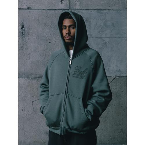 GRAF原創品牌【做舊水彩】谷倉印花獵犬杜賓抓絨500克拉鏈厚帽衫