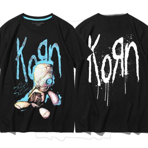 搖滾樂隊T恤短袖男復古科恩樂隊 Korn 夏裝寬松大碼純棉圓領短袖