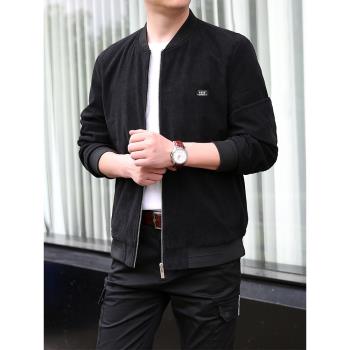 男士燈芯絨外套春秋季新款寬松大碼休閑上衣服透氣潮流復古夾克男