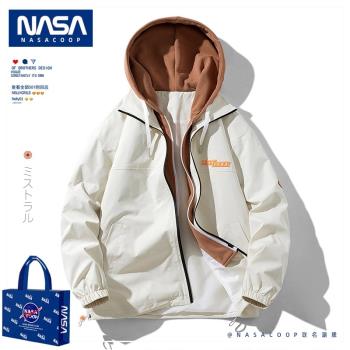 NASA聯名潮牌連帽棒球服春秋寬松休閑外套男士oversize學院風中性