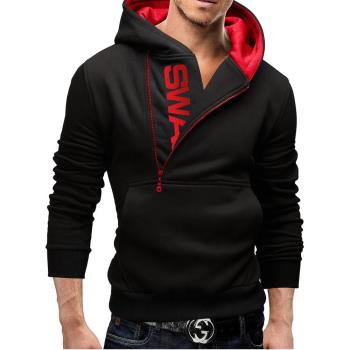 sweater men大碼套頭修身連帽衛衣男士歐美休閑字母上衣撞色外套