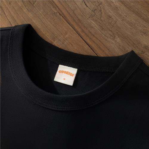 Cookies 200g40s黑色蝕毛純棉夏季輕薄復古男女款T恤（標準版型）