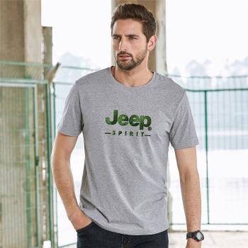 JEEP吉普男裝短袖T恤夏季寬松版簡約印花時尚風圓領上衣棉薄款