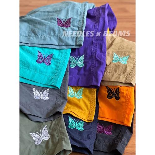 NEEDLES x BEAMS聯名蝴蝶刺繡日潮City boy尼龍速干沙灘五分短褲