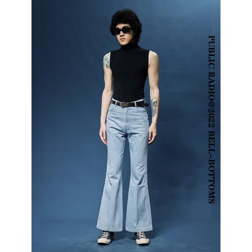 PUBLIC RADIO 香港90年代牛仔喇叭褲嬉皮士美式復古水洗高腰DISCO