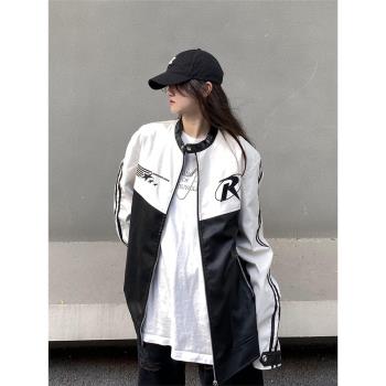 飛行員hiphop潮牌立領休閑皮衣