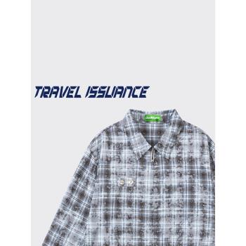 TRAVEL ISSUANCE 節目效果 原創潮流vintage新款小眾寬松長袖襯衫