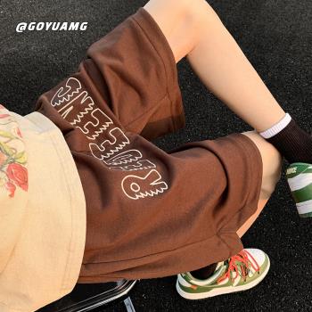 美式短褲男潮牌復古cityboy褲子夏季五分褲直筒寬松休閑運動褲薄