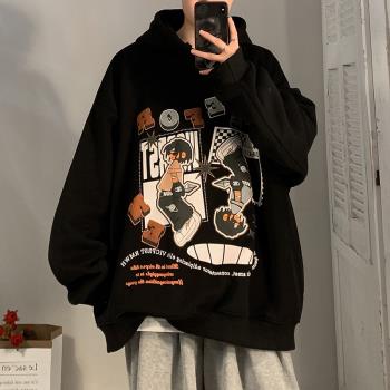 oversize重磅衛衣男生春秋季大碼2023美式連帽嘻哈上衣服外套潮牌