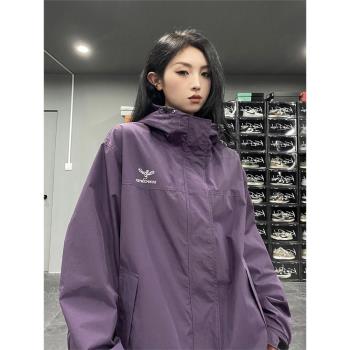 美式機能風沖鋒衣外套男潮牌寬松工裝夾克秋季新款戶外爬山登山服