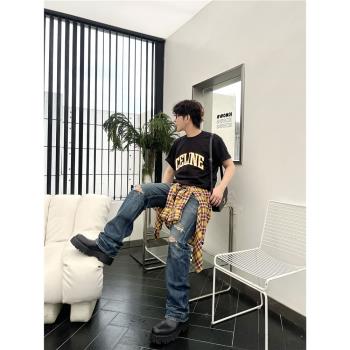 自主kurit刀割水洗破壞牛仔褲