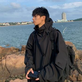 黑武士沖鋒衣男款秋季潮牌休閑夾克ins寬松港風戶外登山工裝外套