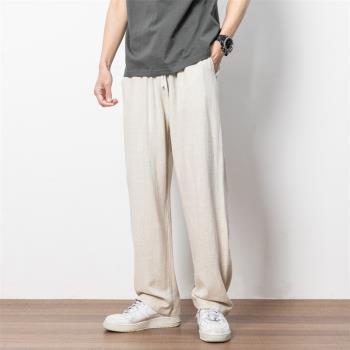 亞麻褲男夏季大碼男褲中國風棉麻褲子薄款寬松闊腿褲直筒休閑長褲