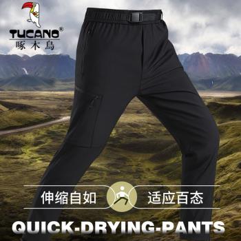 啄木鳥軟殼沖鋒褲男女春秋新款工裝褲戶外徒步登山防風防水速幹褲
