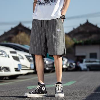 日系復古亞麻短褲男夏季薄款五分褲直筒寬松cityboy褲子休閑中褲