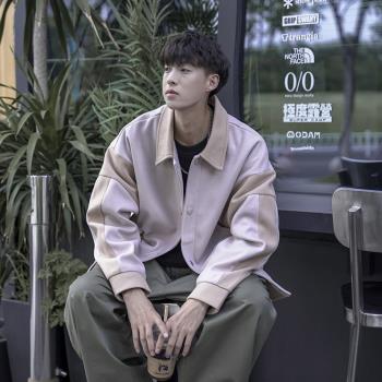 boy日系翻領秋冬季寬松毛呢外套