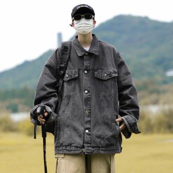牛仔外套男春秋款日系復古cityboy上衣青少年高階感痞帥工裝夾克
