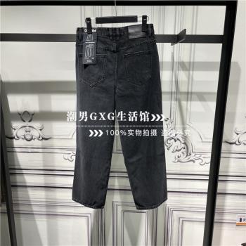 GXG男裝褲子2023冬季商場同款深灰色闊腿型牛仔長褲男GEX10529654