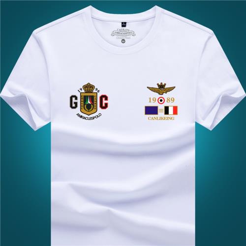 夏季保羅絲光棉男士短袖t恤純色印花半袖圓領打底衫潮流青年男裝