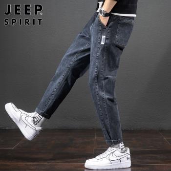 Jeep夏季百搭帥氣哈倫潮流牛仔褲