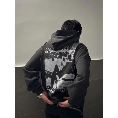 ERD CRAZY忍者人像連帽衛衣vibe風cleanfit穿搭復古水洗加絨帽衫