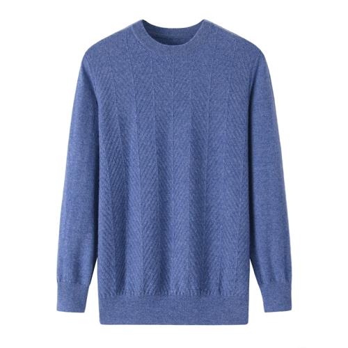 秋冬新款100%純羊絨衫男圓領加厚針織保暖休閑修身內搭打底毛衣