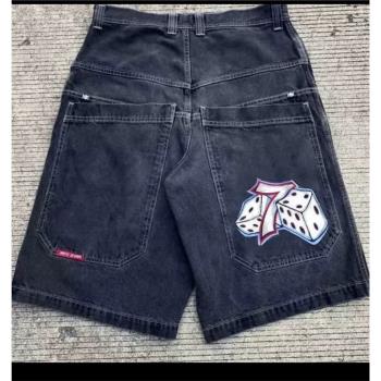 歐美高街JNCO嘻哈牛仔褲hiphop jeans牛仔短褲Y2K街頭口袋闊腿褲