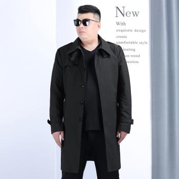 秋冬潮胖子大號中青年寬松肥佬特大加大碼男士中長款風衣外套F08