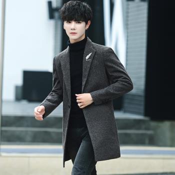 XS瘦版韓版休閑中長款風衣百搭修身155小個子秋冬季小碼男裝S青年
