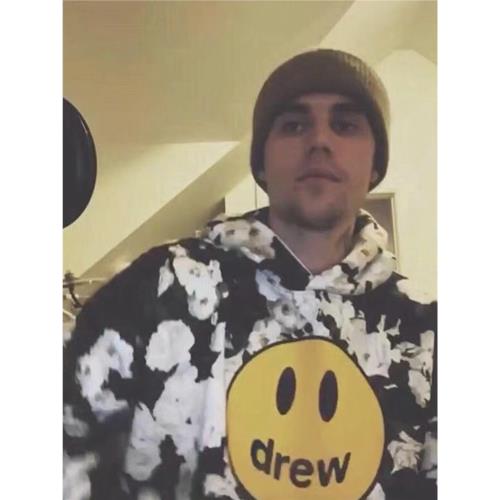 過驗品質DrewHouse比伯同款冰玫瑰花卉天堂鳥笑臉印花ins衛衣帽衫