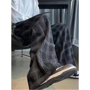 特大碼300斤復古慵懶風休閑褲男裝夏季美式休閑寬松直筒闊腿長褲2