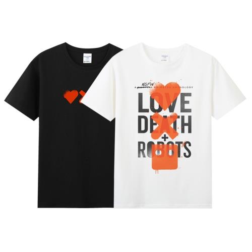 網飛netflix新美劇愛死亡和機器人周邊印花純棉圓領短袖半袖T恤男