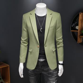 2024春款男式韓版修身單西外套加肥加大碼宴會主持人禮服表演服裝