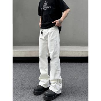 cleanfit白色微喇男女夏季牛仔褲