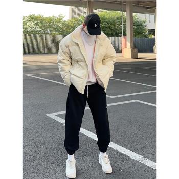 潮牌美式立領加厚刺繡外套羽絨服