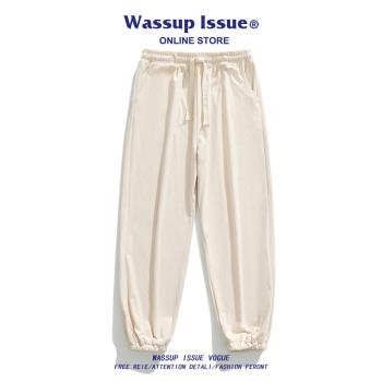 WASSUP ISSUE燈芯絨束腳褲男款秋冬潮牌寬松闊腿休閑百搭運動褲男