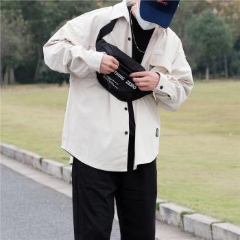UNCLEBLUE 2021秋冬新潮牌歐美個性街頭燈芯絨開衫男復古翻領襯衫