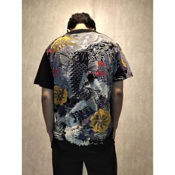 橫須賀鯉魚紋身復古個性短袖刺繡