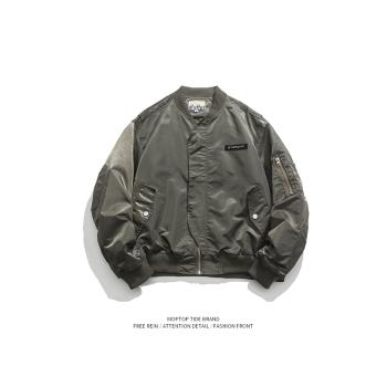 WH先生潮牌復古飛行員棒球服夾克男女春秋季街頭寬松百搭情侶外套