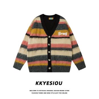 KKyesiou美式復古學院風針織開衫