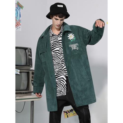 GENANX小雛菊英文繡花中長款外套