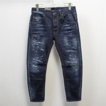 JEANS秋冬深色立體做舊牛仔褲